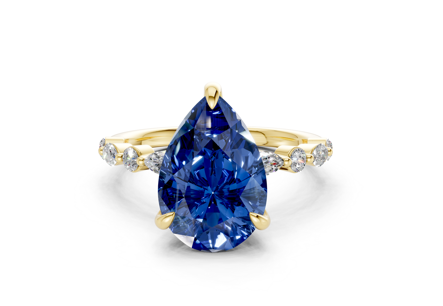 Aetheria Sapphire Gemstone Accent Pear Cut 2mm Engagement Ring
