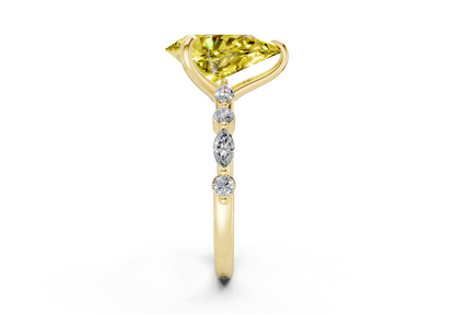 Aetheria Yellow Diamond Accent Pear Cut 2mm Engagement Ring