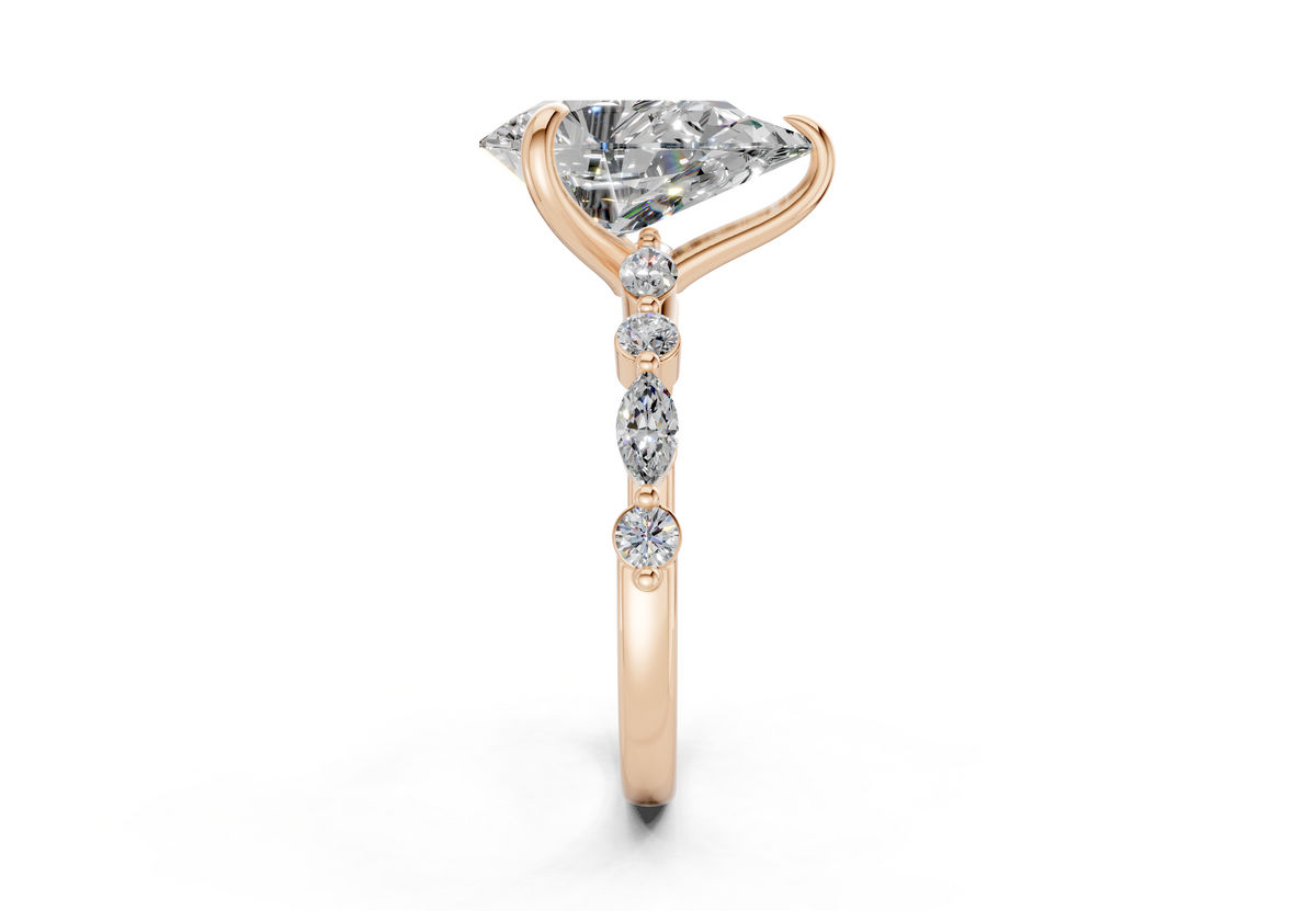 Aetheria Diamond Accent Pear Cut 2mm Engagement Ring