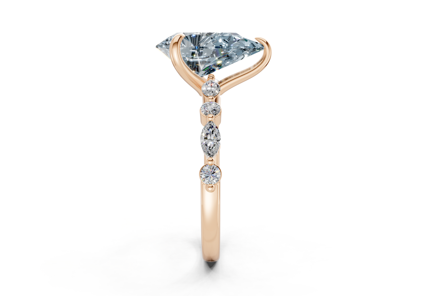 Aetheria Blue Diamond Accent Pear Cut 2mm Engagement Ring