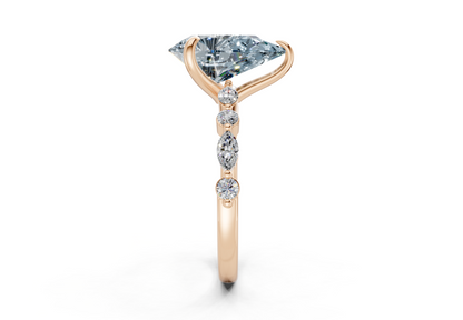 Aetheria Blue Diamond Accent Pear Cut 2mm Engagement Ring