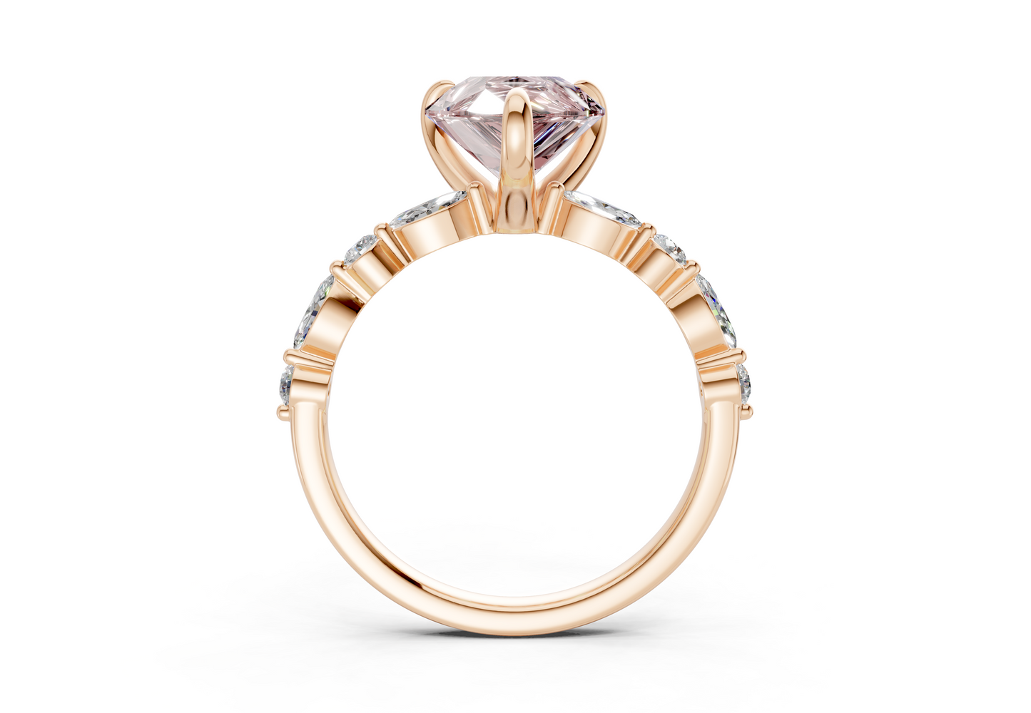 Aetheria Pink Diamond Accent Pear Cut 2mm Engagement Ring