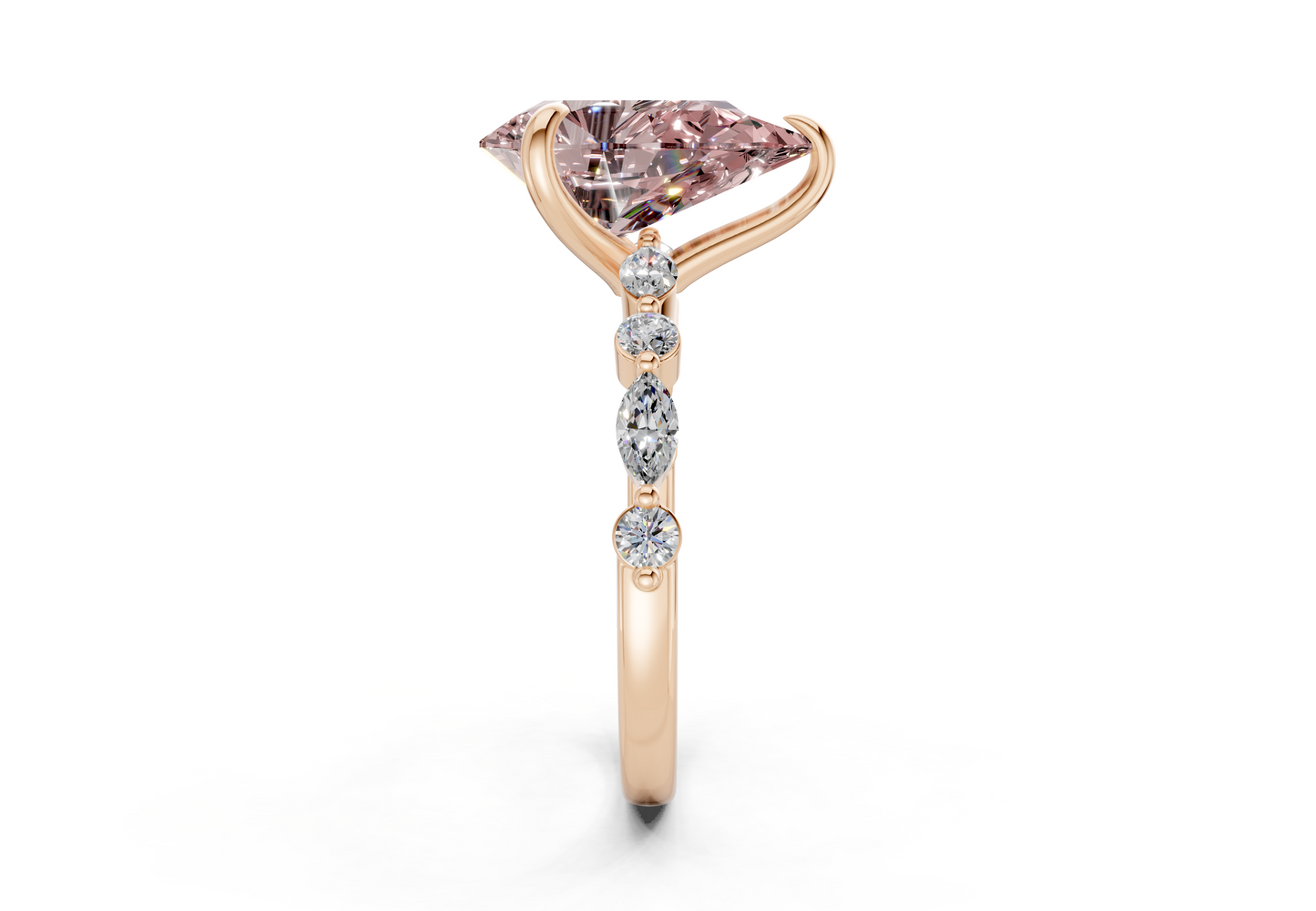 Aetheria Pink Diamond Accent Pear Cut 2mm Engagement Ring