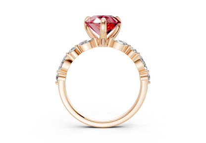 Aetheria Ruby Gemstone Accent Pear Cut 2mm Engagement Ring