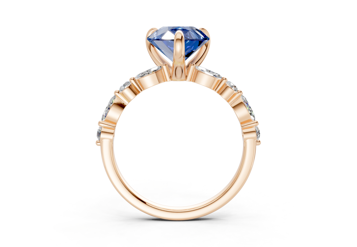 Aetheria Sapphire Gemstone Accent Pear Cut 2mm Engagement Ring