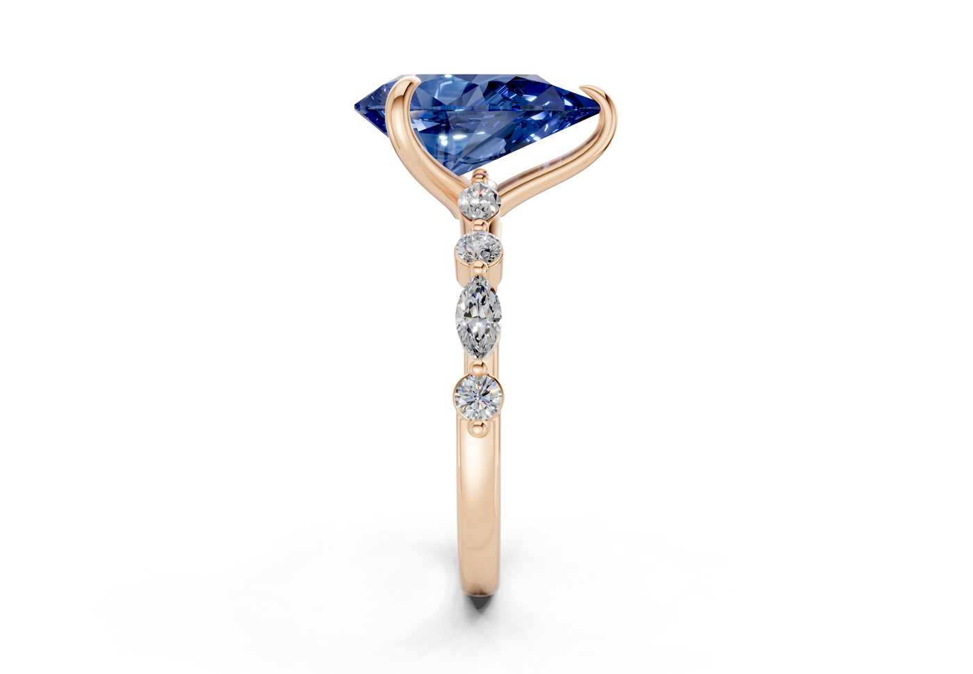 Aetheria Sapphire Gemstone Accent Pear Cut 2mm Engagement Ring