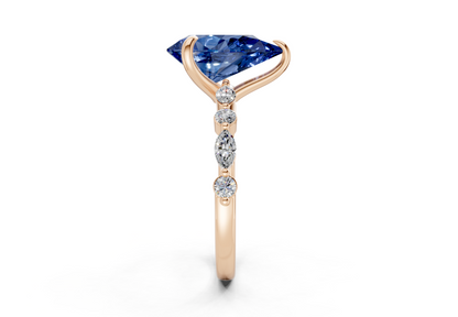 Aetheria Sapphire Gemstone Accent Pear Cut 2mm Engagement Ring