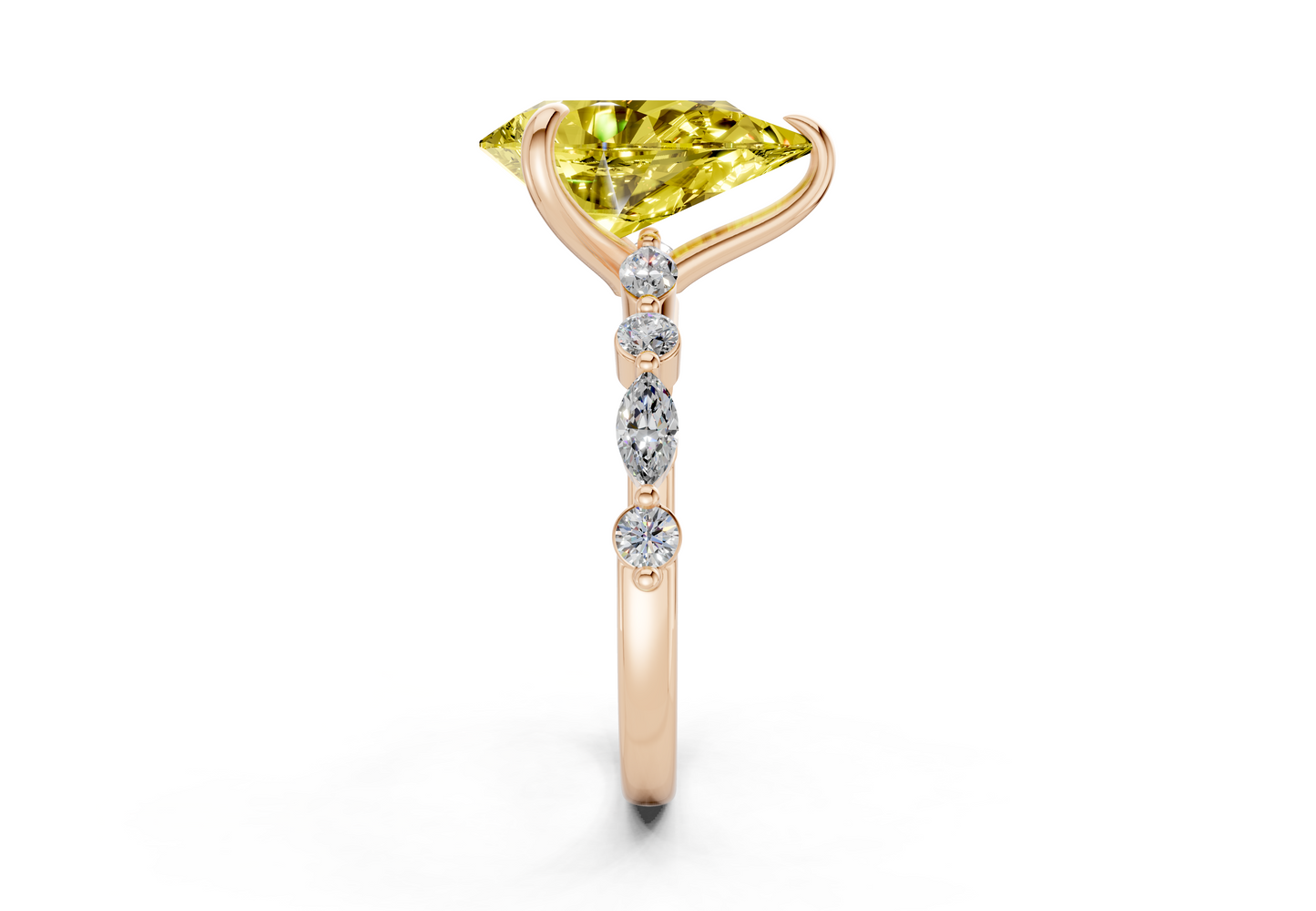 Aetheria Yellow Diamond Accent Pear Cut 2mm Engagement Ring