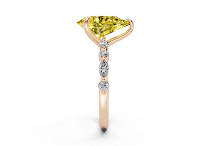 Aetheria Yellow Diamond Accent Pear Cut 2mm Engagement Ring