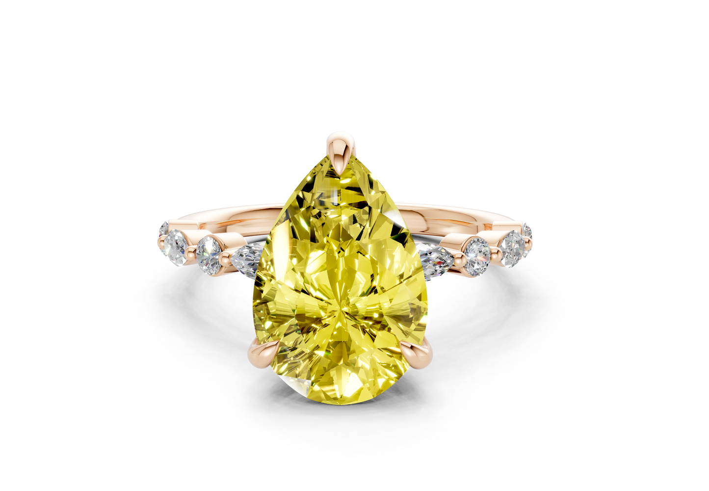 Aetheria Yellow Diamond Accent Pear Cut 2mm Engagement Ring