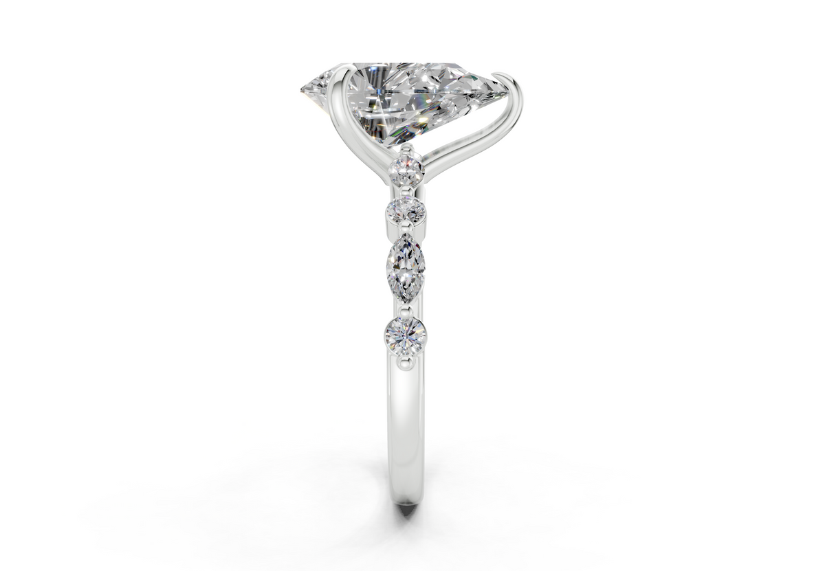 Aetheria Diamond Accent Pear Cut 2mm Engagement Ring