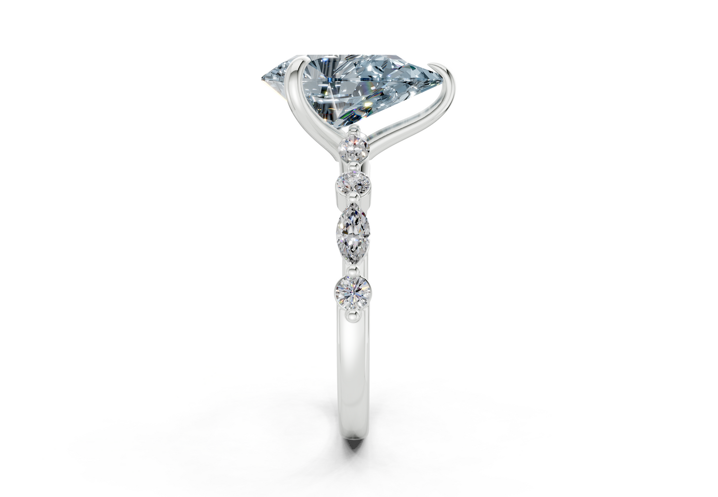 Aetheria Blue Diamond Accent Pear Cut 2mm Engagement Ring