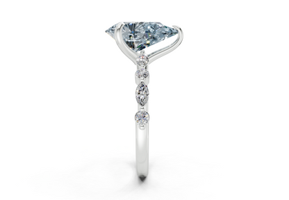 Aetheria Blue Diamond Accent Pear Cut 2mm Engagement Ring
