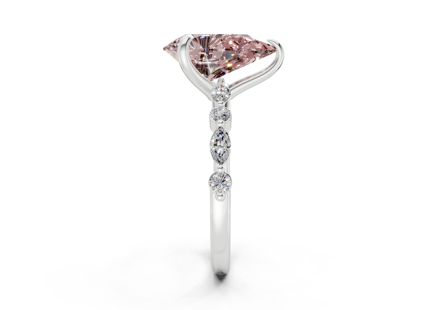 Aetheria Pink Diamond Accent Pear Cut 2mm Engagement Ring