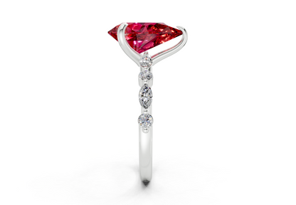 Aetheria Ruby Gemstone Accent Pear Cut 2mm Engagement Ring