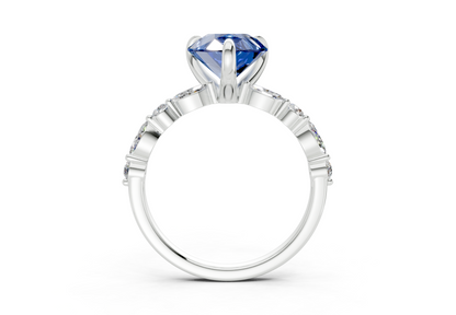 Aetheria Sapphire Gemstone Accent Pear Cut 2mm Engagement Ring
