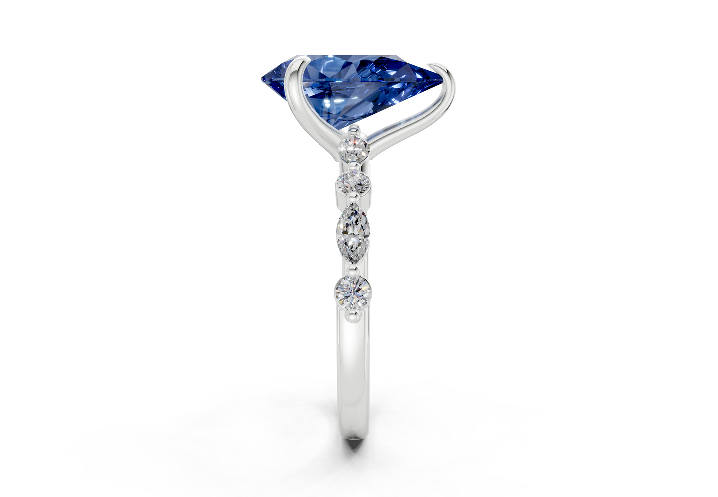 Aetheria Sapphire Gemstone Accent Pear Cut 2mm Engagement Ring