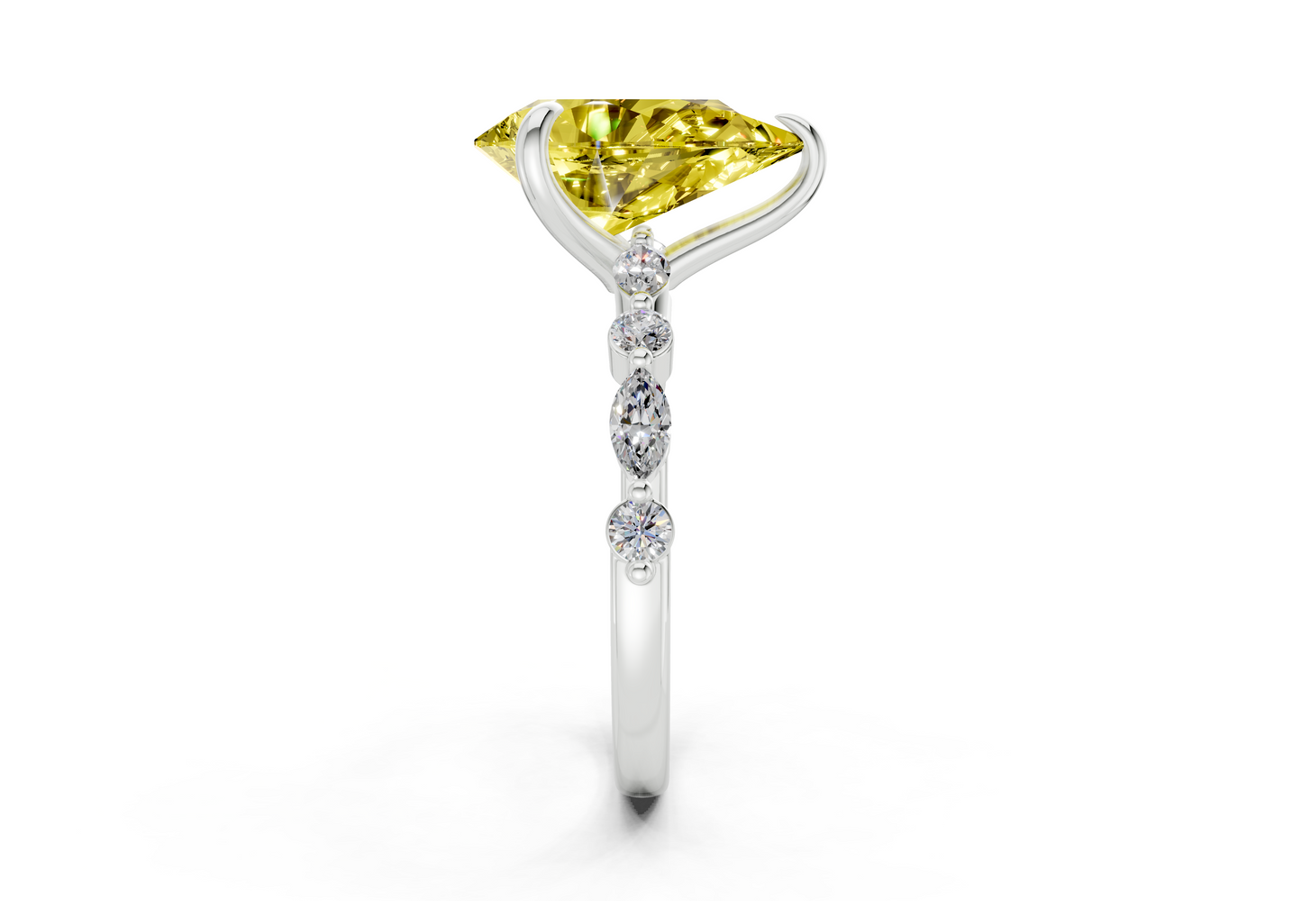 Aetheria Yellow Diamond Accent Pear Cut 2mm Engagement Ring