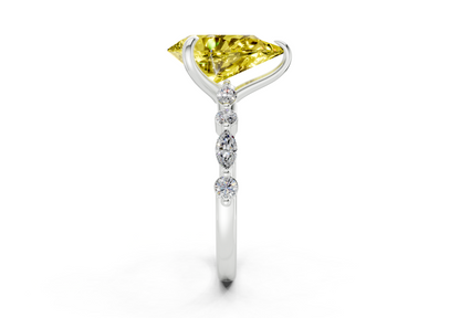 Aetheria Yellow Diamond Accent Pear Cut 2mm Engagement Ring