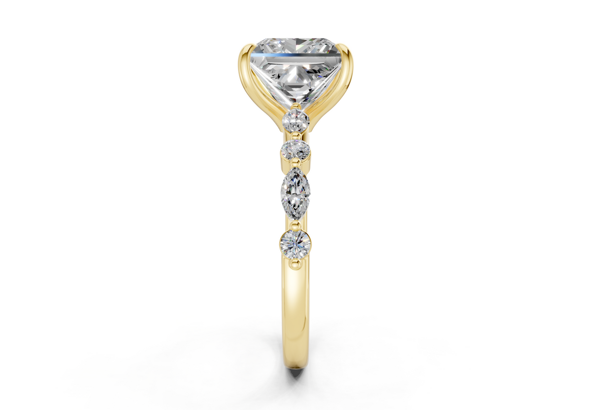 Aetheria Diamond Accent Princess Cut 2mm Engagement Ring
