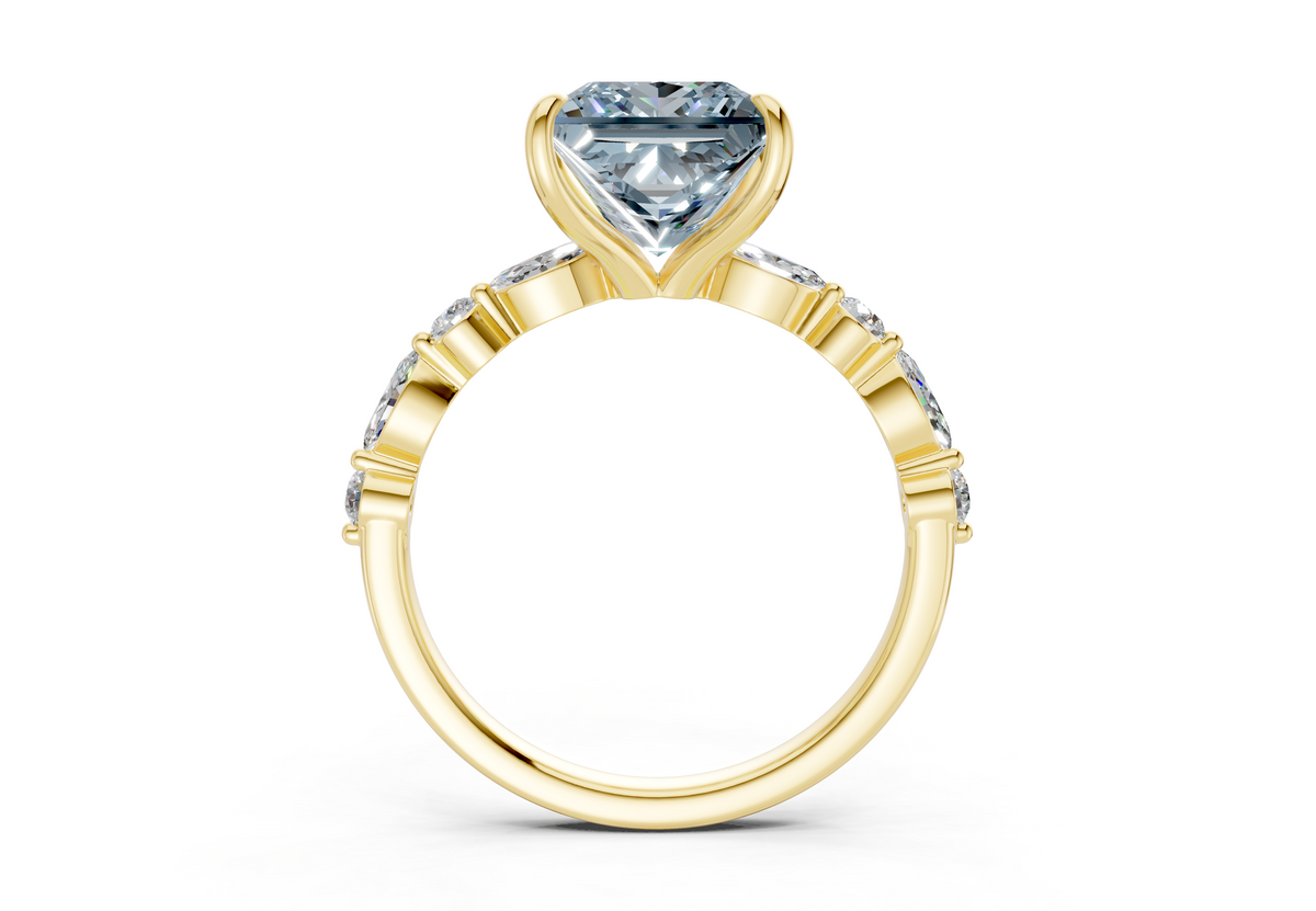 Aetheria Blue Diamond Accent Princess Cut 2mm Engagement Ring