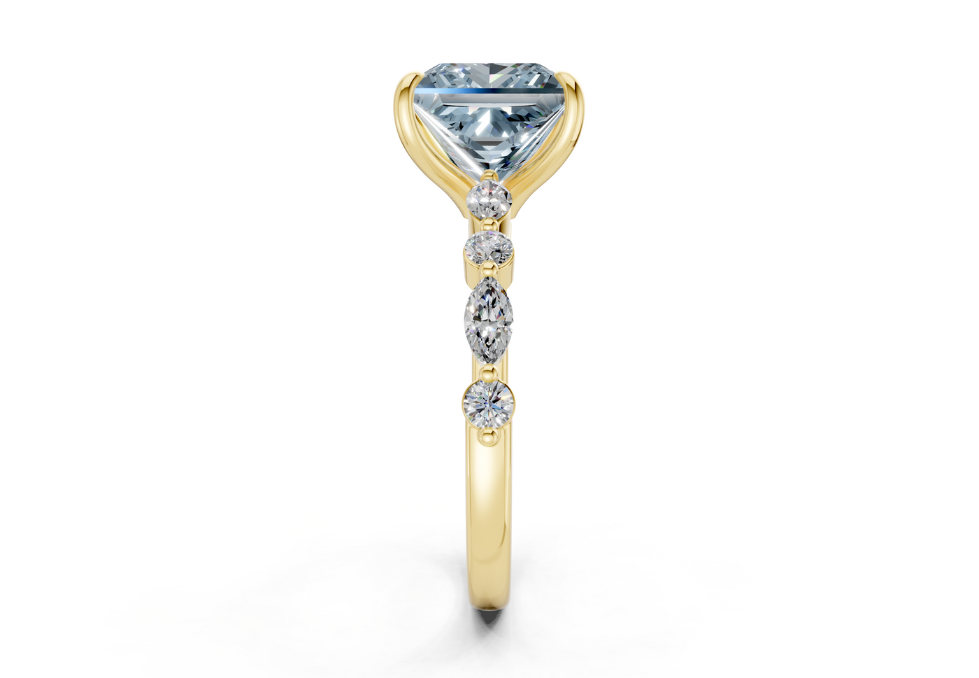 Aetheria Blue Diamond Accent Princess Cut 2mm Engagement Ring