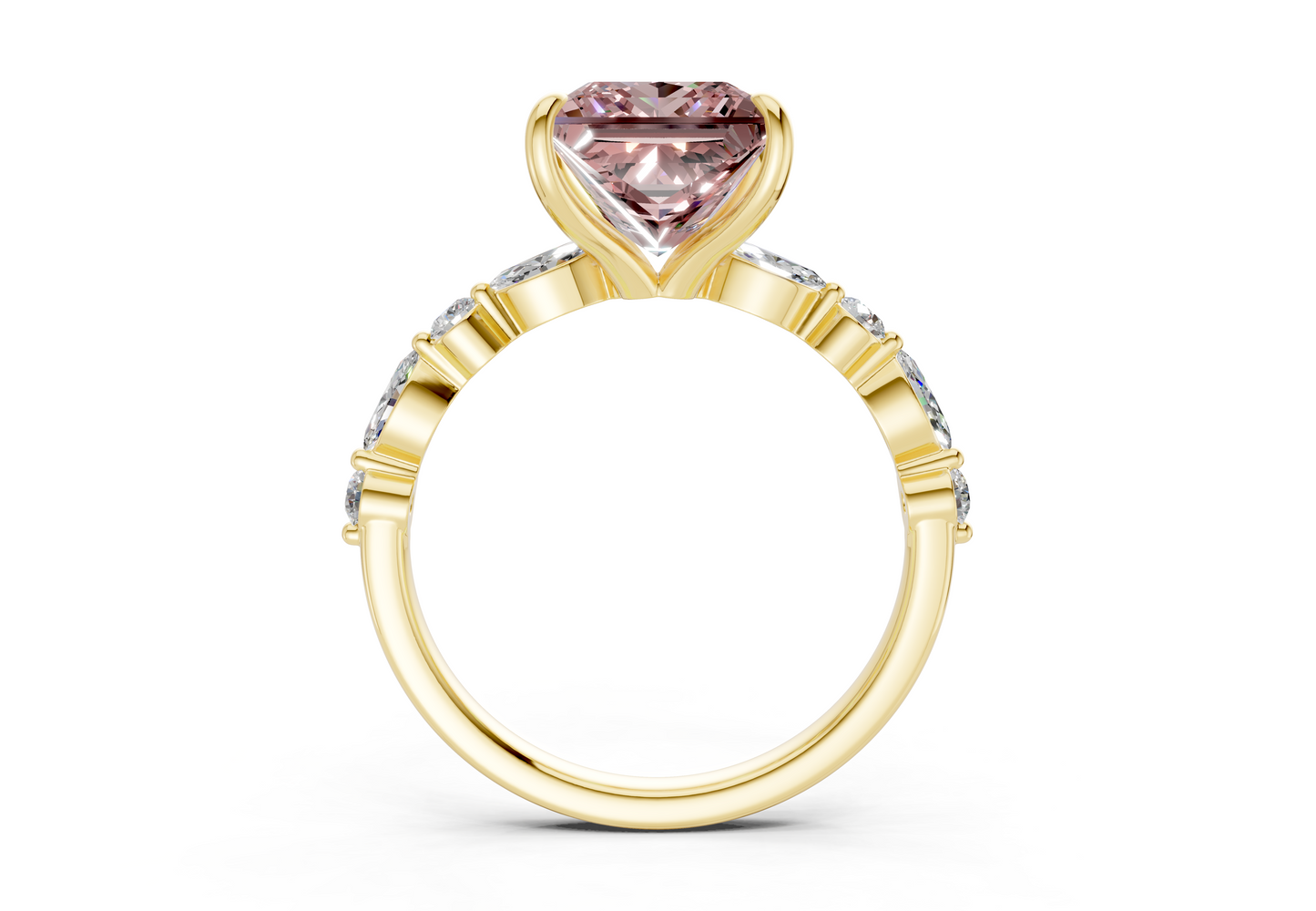 Aetheria Pink Diamond Accent Princess Cut 2mm Engagement Ring