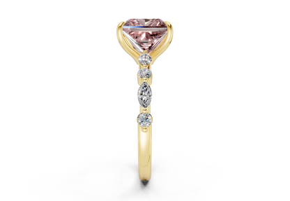 Aetheria Pink Diamond Accent Princess Cut 2mm Engagement Ring