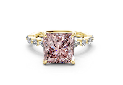 Aetheria Pink Diamond Accent Princess Cut 2mm Engagement Ring