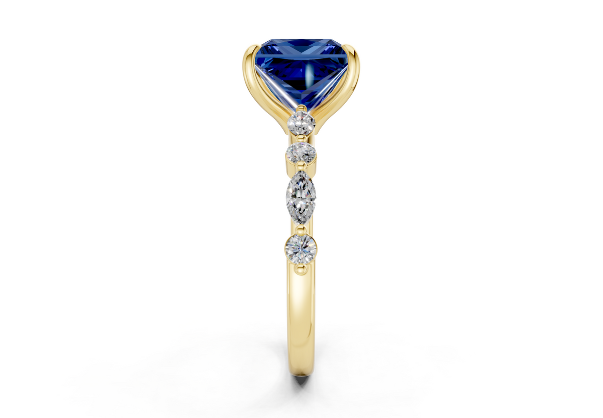 Aetheria Sapphire Gemstone Accent Princess Cut 2mm Engagement Ring