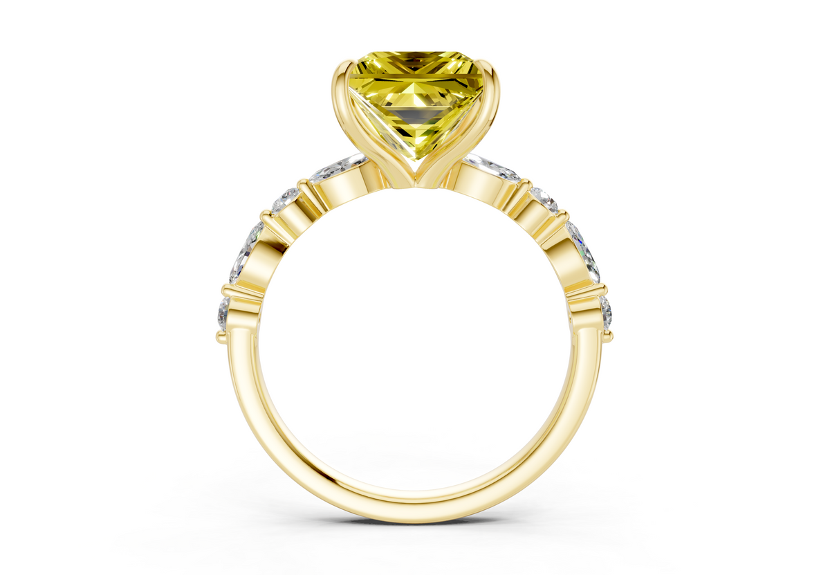 Aetheria Yellow Diamond Accent Princess Cut 2mm Engagement Ring