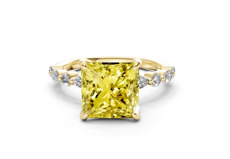 Aetheria Yellow Diamond Accent Princess Cut 2mm Engagement Ring