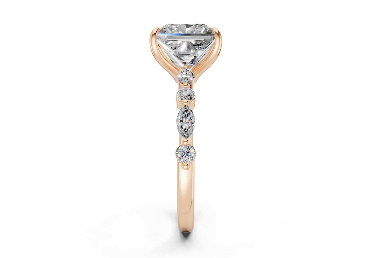 Aetheria Diamond Accent Princess Cut 2mm Engagement Ring
