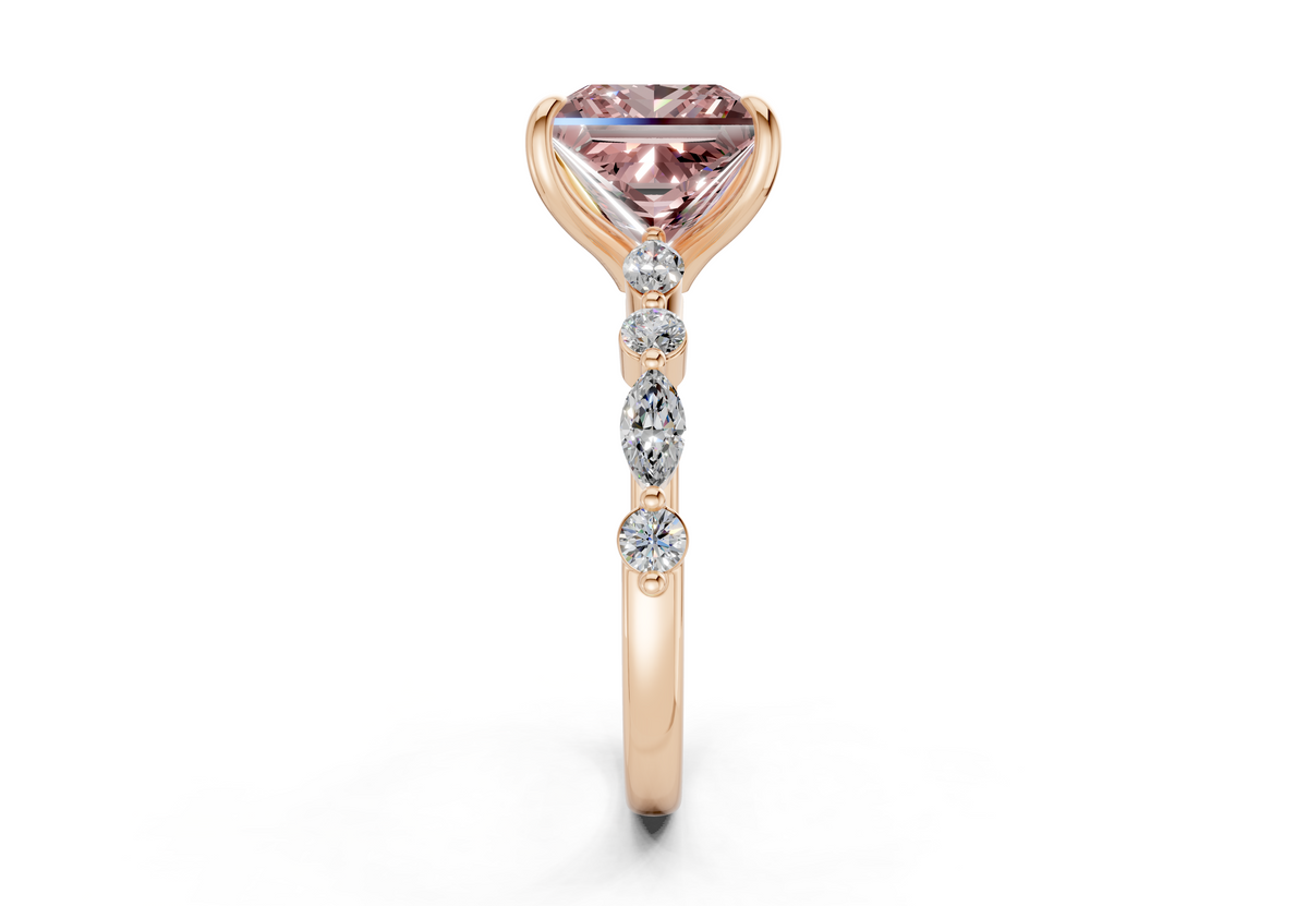 Aetheria Pink Diamond Accent Princess Cut 2mm Engagement Ring
