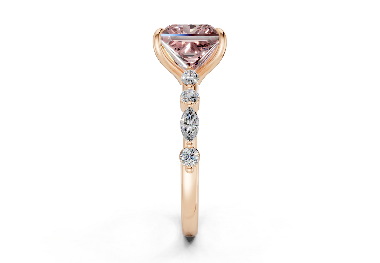 Aetheria Pink Diamond Accent Princess Cut 2mm Engagement Ring