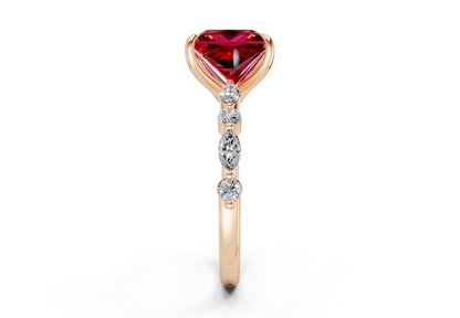 Aetheria Ruby Gemstone Accent Princess Cut 2mm Engagement Ring
