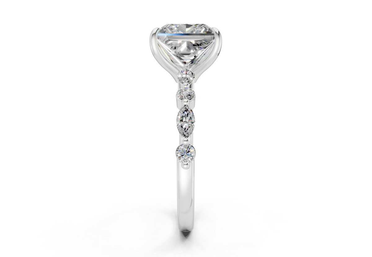 Aetheria Diamond Accent Princess Cut 2mm Engagement Ring