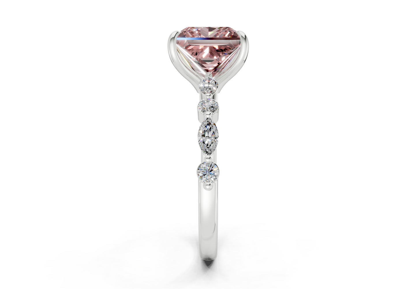 Aetheria Pink Diamond Accent Princess Cut 2mm Engagement Ring