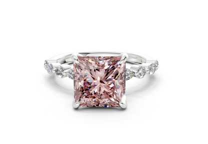Aetheria Pink Diamond Accent Princess Cut 2mm Engagement Ring