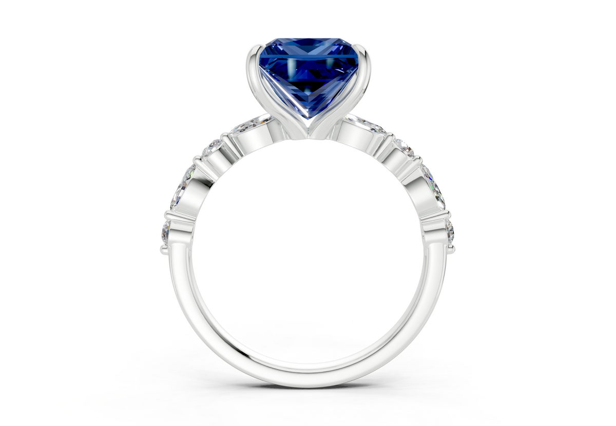 Aetheria Sapphire Gemstone Accent Princess Cut 2mm Engagement Ring