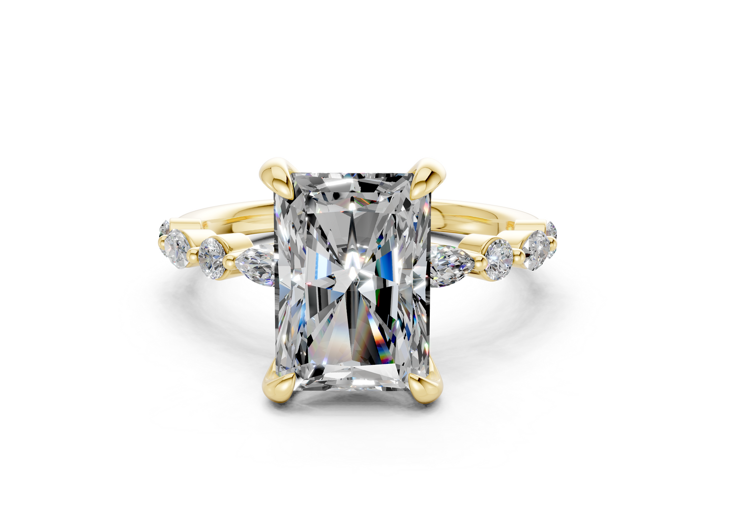 Aetheria Diamond Accent Radiant Cut 2mm Engagement Ring