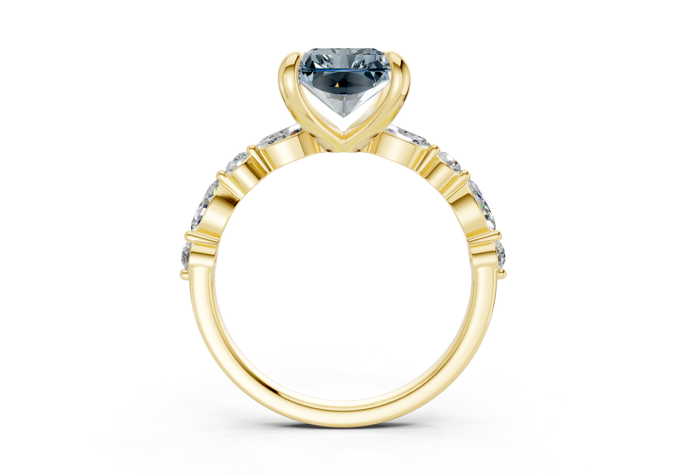 Aetheria Blue Diamond Accent Radiant Cut 2mm Engagement Ring