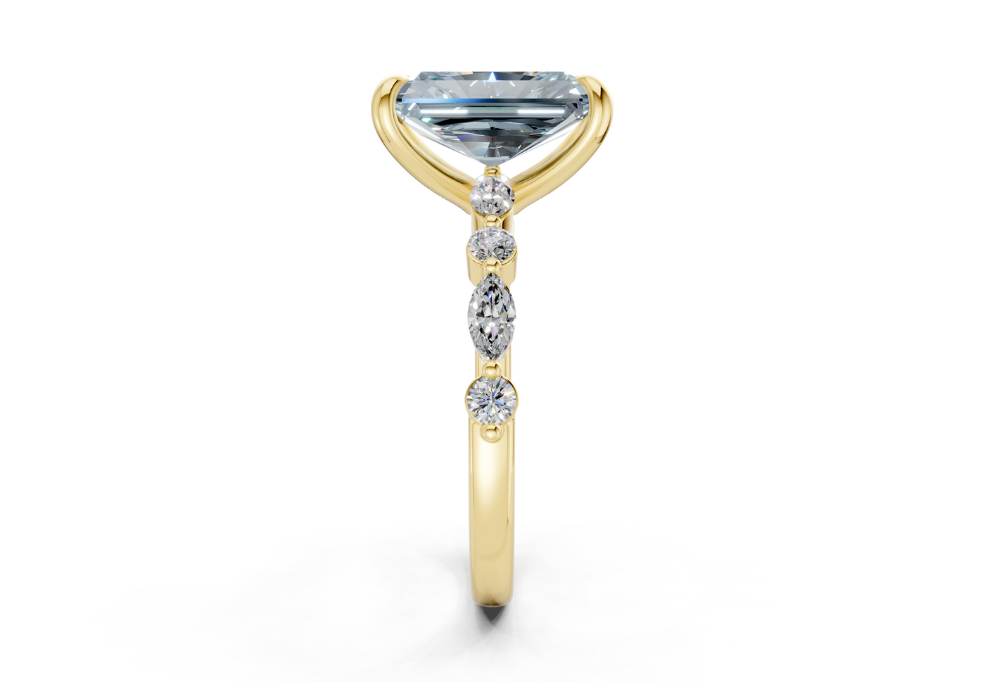 Aetheria Blue Diamond Accent Radiant Cut 2mm Engagement Ring