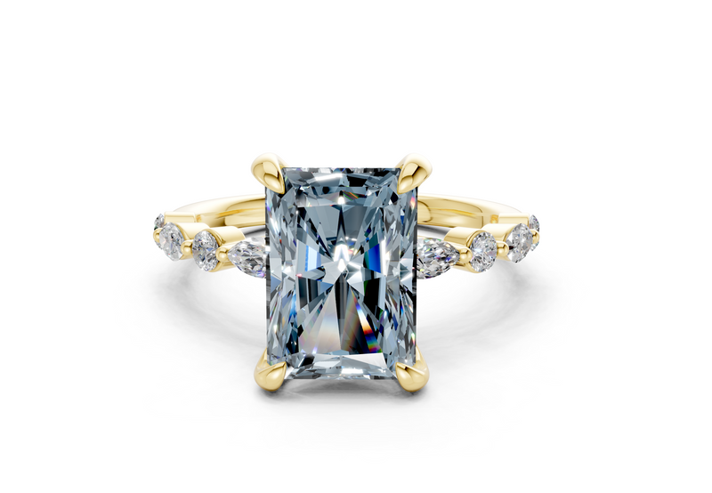 Aetheria Blue Diamond Accent Radiant Cut 2mm Engagement Ring