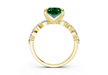Aetheria Emerald Gemstone Accent Radiant Cut 2mm Engagement Ring