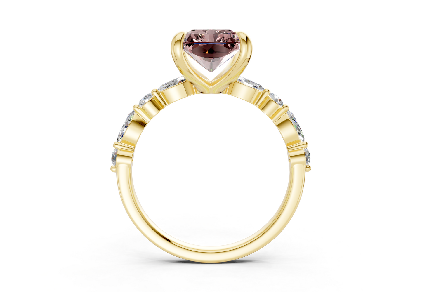 Aetheria Pink Diamond Accent Radiant Cut 2mm Engagement Ring