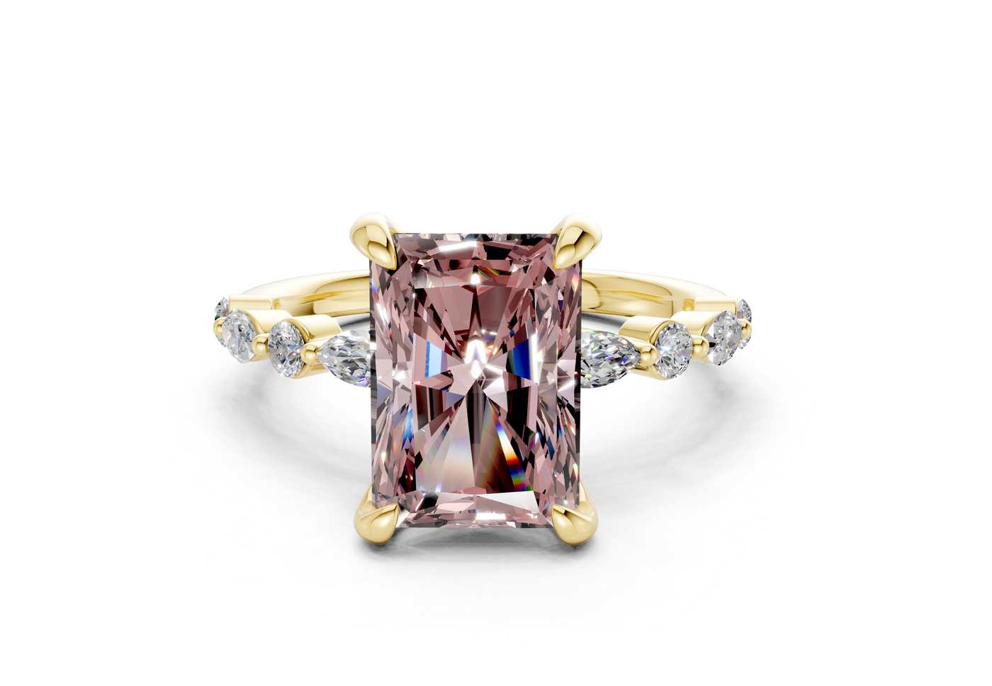 Aetheria Pink Diamond Accent Radiant Cut 2mm Engagement Ring