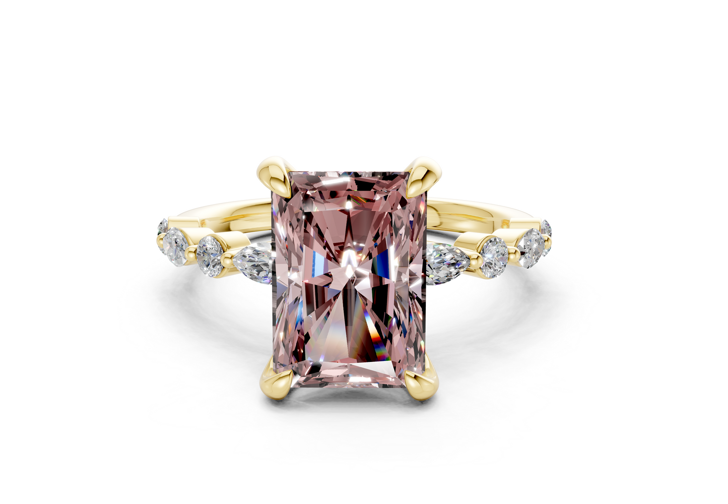 Aetheria Pink Diamond Accent Radiant Cut 2mm Engagement Ring