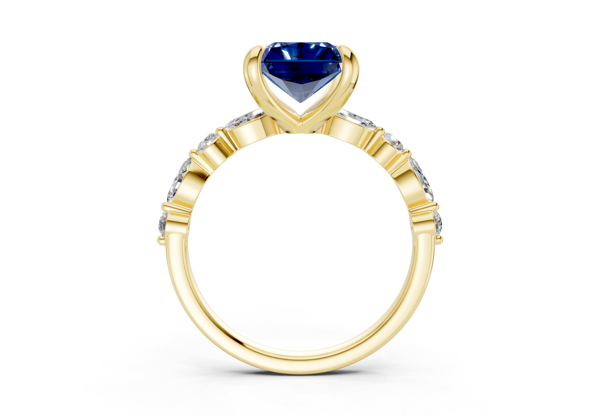 Aetheria Sapphire Gemstone Accent Radiant Cut 2mm Engagement Ring