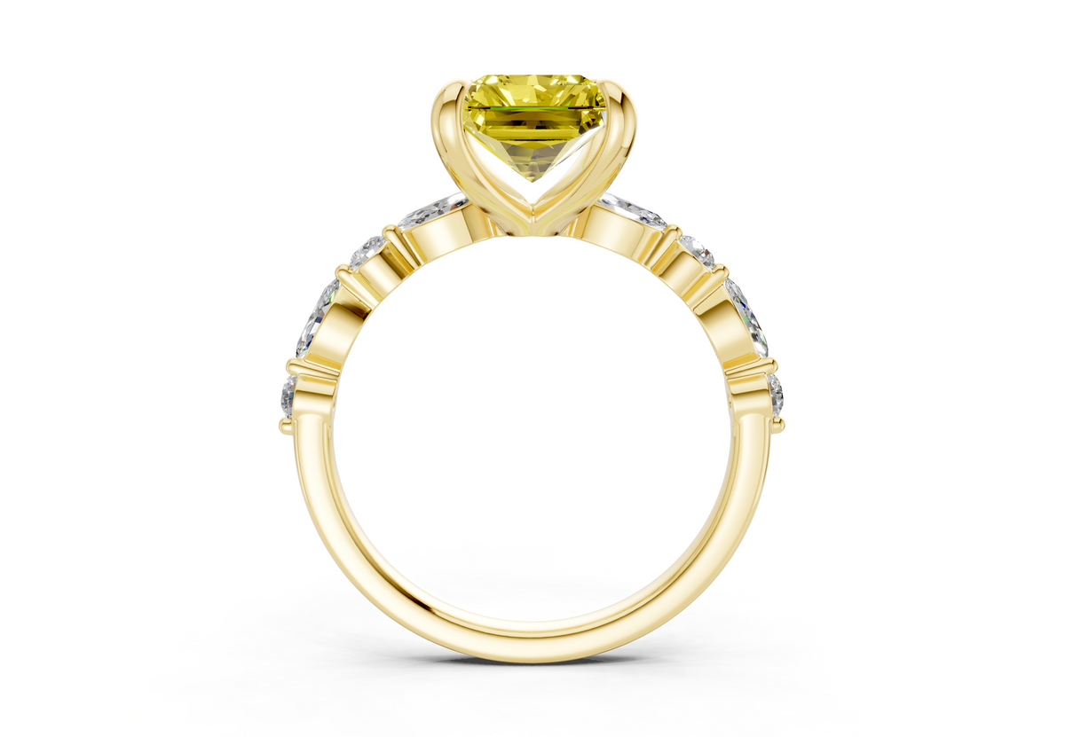 Aetheria Yellow Diamond Accent Radiant Cut 2mm Engagement Ring